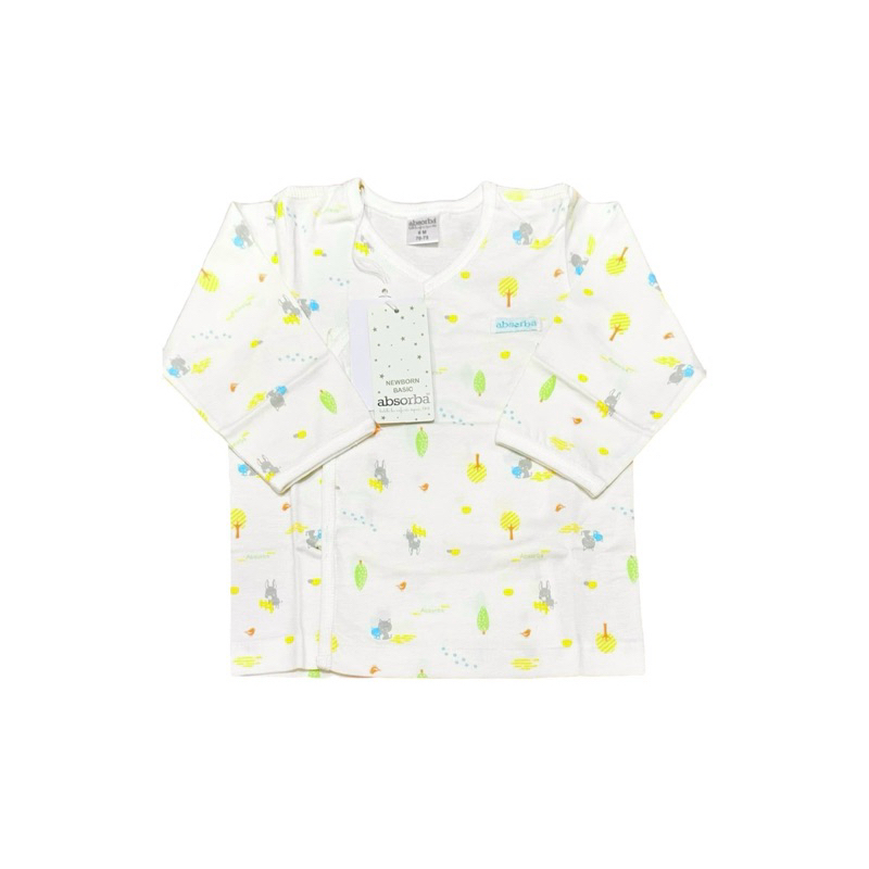 Absorba แอ๊บซอร์บา เสื้อเดี่ยวแขนยาว ผูกหน้า ผ้าคอตตอน Cotton 100% สำหรับเด็กอายุแรกเกิด-12เดือน