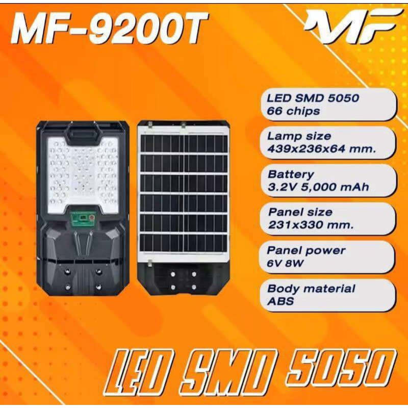 MF-9200T Solar light 200W ใช้พลังงานแสงอาทิตย์ กันน้ำ กันฝุ่น ทนต่อการกระแทก .