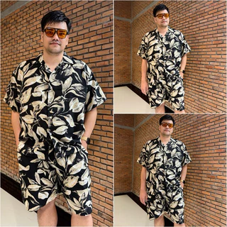 Amtar ชุดเซ็ต Plus size เสื้อกางเกงฮาวายผ้าไหมอิตาลี เสื้อผ้าไซส์ใหญ่ สาวอวบ คนอ้วน