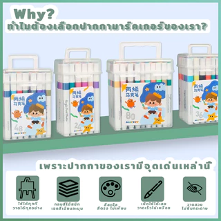 【ลดล้างสต็อก】ปากกาอะคริลิค ปากกาสี ปากกามาร์คเกอร์ปากกาศิลปะเด็ก ด้ามปากกาสีขาว 12/24/36/48/80สี ปลอดสารพิษ ไม่ซึม