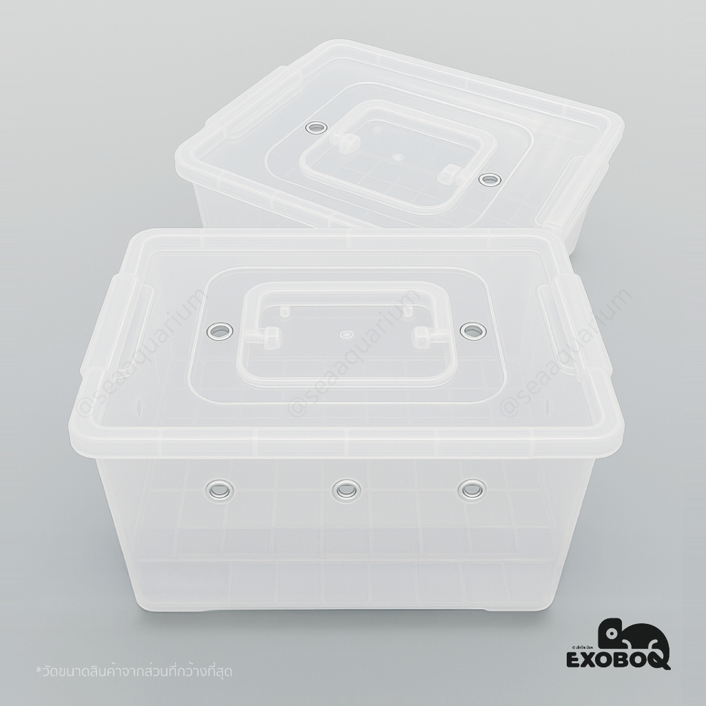 Exobox กล่องพลาสติกเลี้ยงสัตว์ขนาดเล็ก มีมือจับพกพาสะดวก ล็อกแน่นกันหลุด สำหรับงู กิ้งก่า กบ เม่นแคระ