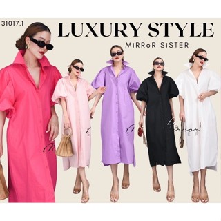🔖Mirrorsister 31017.1 เดรสเชิ้ตแขนพอง มีกระดุมผ่าหน้าเปิดปิด…