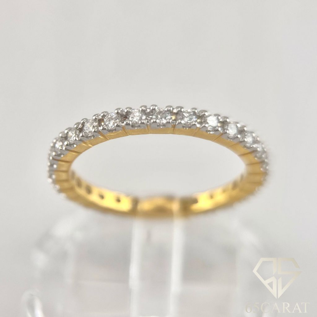 65Carat - แหวนแถวฝังเกือบรอบนิ้ว เพชรรวม46ตัง น้ำ98-100 รหัสRI650050