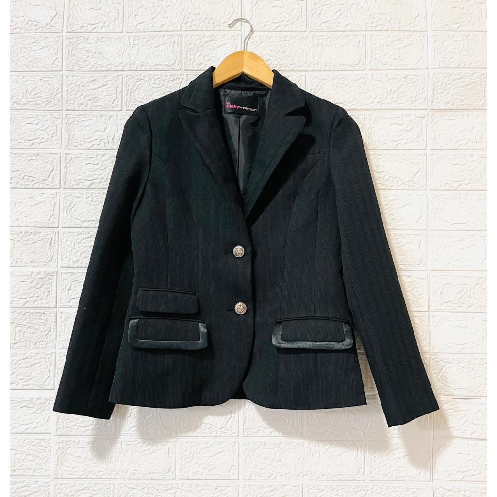 อก 34 สูทมือสอง Blazer สีเทาดำ ผู้หญิง*S252