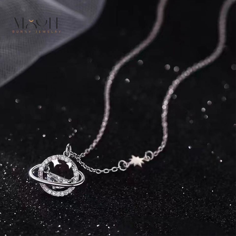 [A113]สร้อยคอเงิน S925 จี้ดาวเสาร์