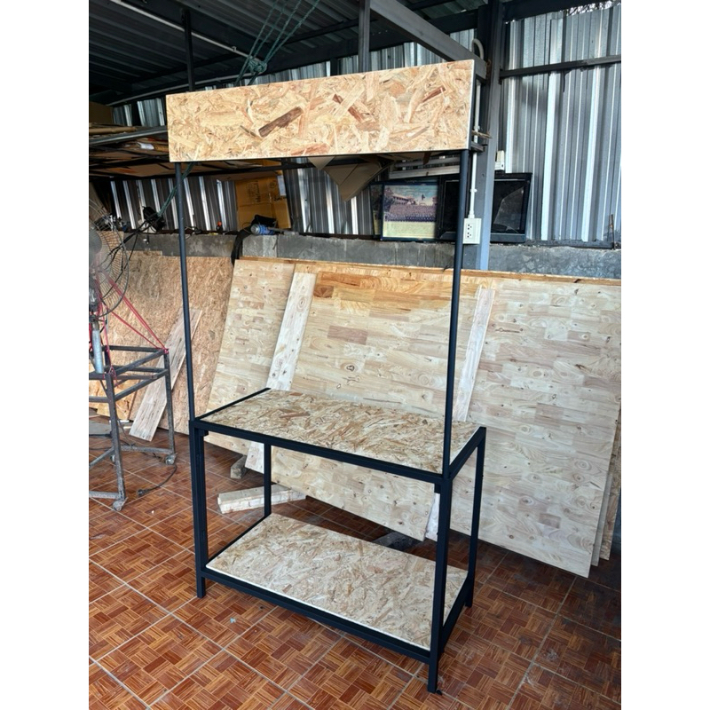 คีออสขายของ/โต๊ะพับ ถอดประกอบได้ โครงเหล็กแท้100%พ่นสีกันสนิม แผ่นไม้อัดosb