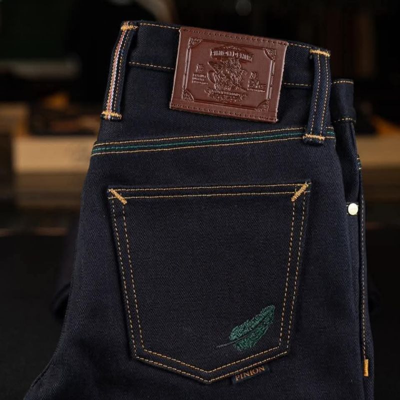 Pinion Denim 24oz BY Okayama Denim รุ่นอสูร  INDIGO  X DARK GREEN ( JAPAN RED  SELVEDGE  ) Limited E