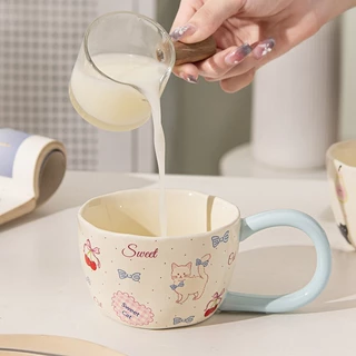 แก้วมัคลายแมว ดีไซน์น่ารักทันสมัย แก้วกาแฟเซรามิก เหมาะสำหรับเป็นของขวัญ ขนาด300ml
