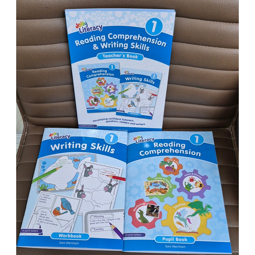 Set 3 books Reading Comprehension pupil, Writing Skills workbook and Teacher book 1 : Jolly Literacy