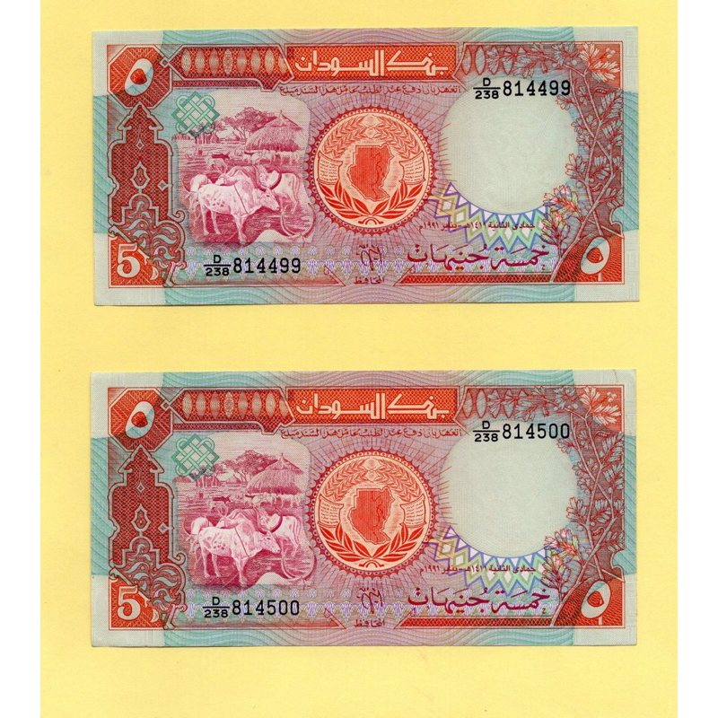 Sudan 5 Pounds  1991