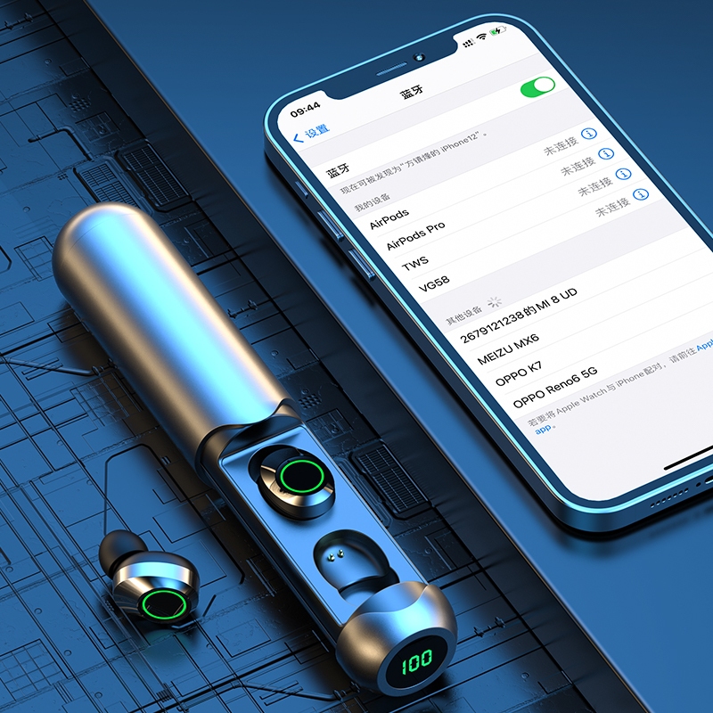 GIC-BQ40 หูฟังบลูทูธไร้สายที่แท้จริง บลูทูธ 5.3 หูฟังเกมมิ่งแบบใส่ในหู คุณภาพเสียง Hi-Fi มีไมโครโฟน