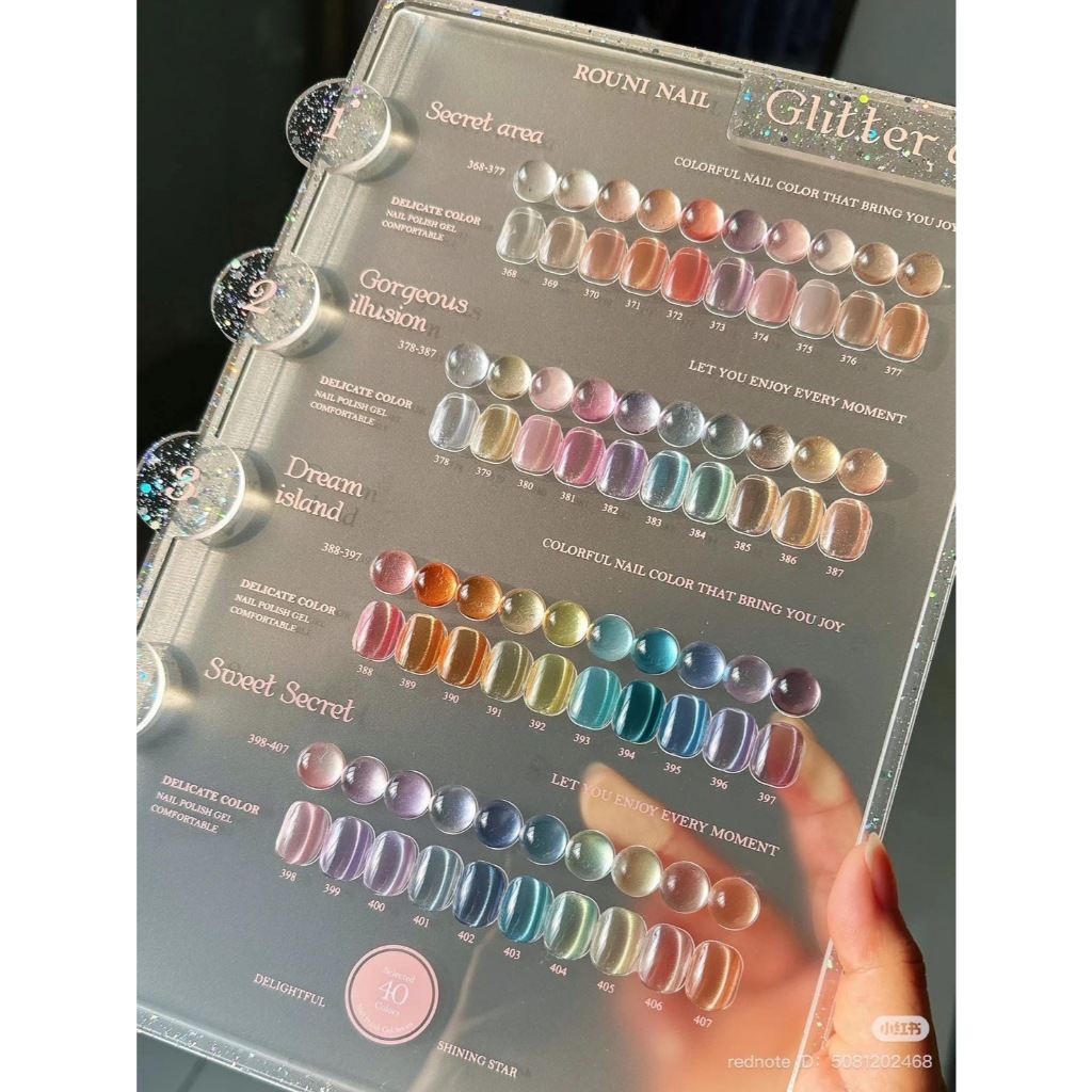 สีแคทอาย Rouni nail 40สี Cateye สีเจล เล็บเจล สีเจลลูกแก้ว