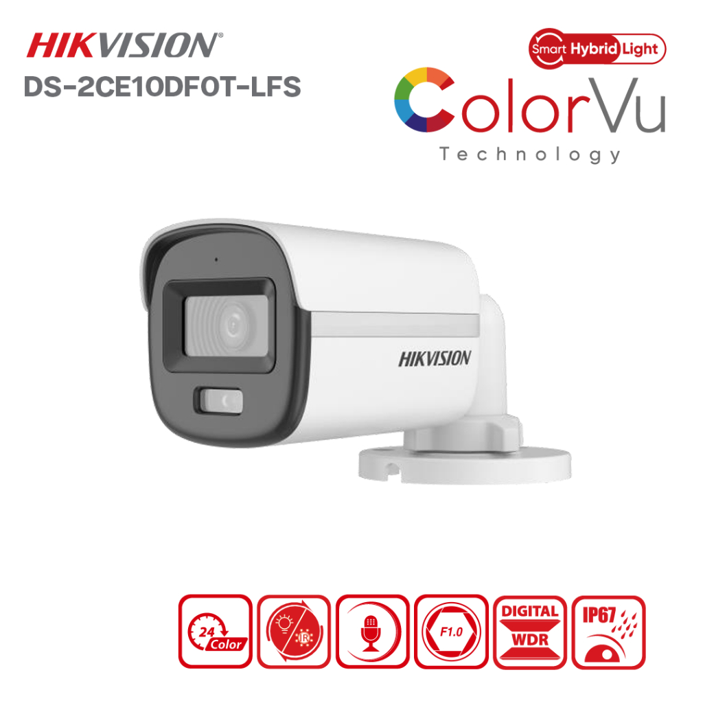 Hikvision DS-2CE10DF0T-LFS / DS-2CE10DF3T-LFS กล้องวงจรปิด HD Colorvu 2MP มีไมค์ในตัว เลนส์ 2.8