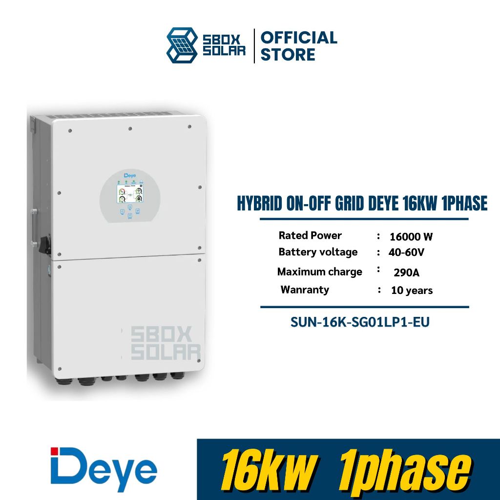 Inverter Hybrid on off grid inverter DEYE 16kW 1 เฟส อินเวอร์เตอร์ ไฮบริด ออน ออฟ กริดแถม wifi และ c