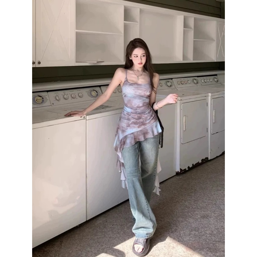 ส่งทันที Cici(NO. J1752) เสื้อตัวยาวสายเดี่ยวซีทรู  แต่งชายระบายจั้มข้างสามารถผูกได้ ผ่าด้านข้าง สไตล์สาวแซ่บ - รูปที่ 3