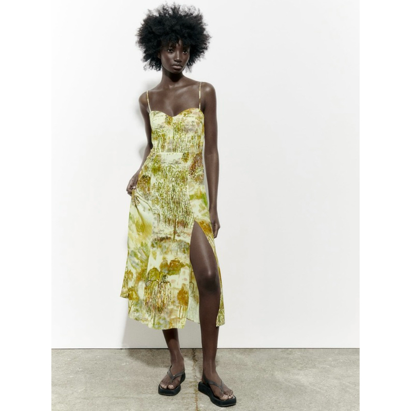 (ZARA) PRINTED MIDI DRESS size xs