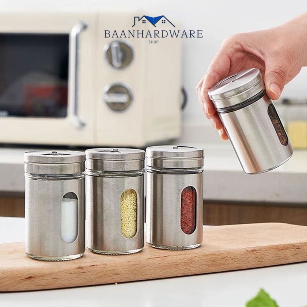 BAANHARDWARE ขวดปรุงรสสแตนเลส ขวดปรุงรสฝาเกลียวสแตนเลส ขวดเครื่องปรุง KN-S025