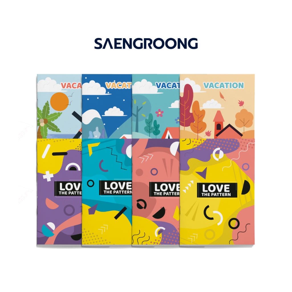 สมุดปกอ่อน สมุดแฟนซี ลายน่ารัก จำนวน 80 แผ่น คละแบบ ยี่ห้อ SAENGROONG / 1 เล่ม