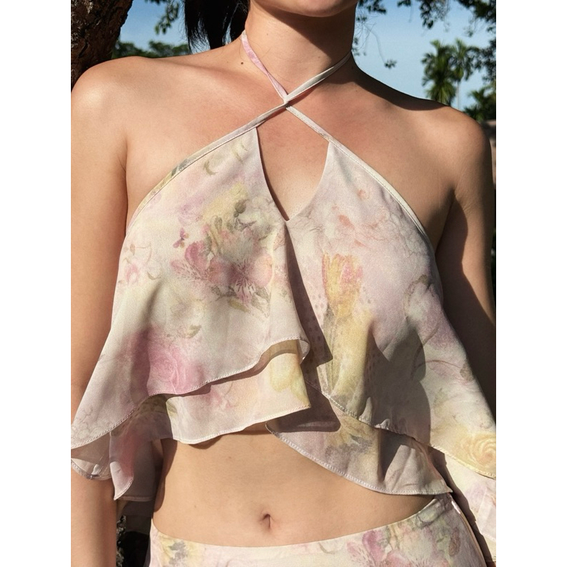 Lahv The Label – Aster Halter Top เสื้อผูกคอระบาย ราคา ถูกที่สุด ดีลบีเคเค