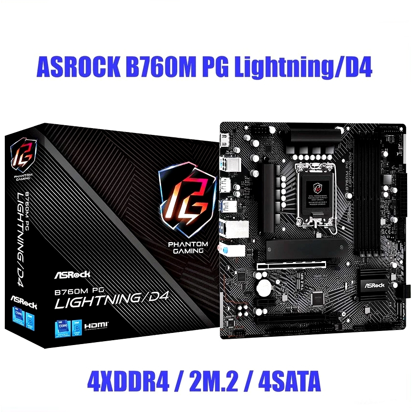 MAINBOARD (เมนบอร์ด) ASROCK B760M PG LIGHTNING/D4 (DDR4) (SOCKET LGA 1700) (MICRO-ATX)