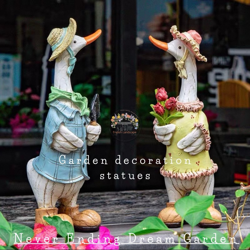 Garden decoration statues รูปปั้นเป็ดตกแต่งสวน (เซตคู่ 2 ตัว)
