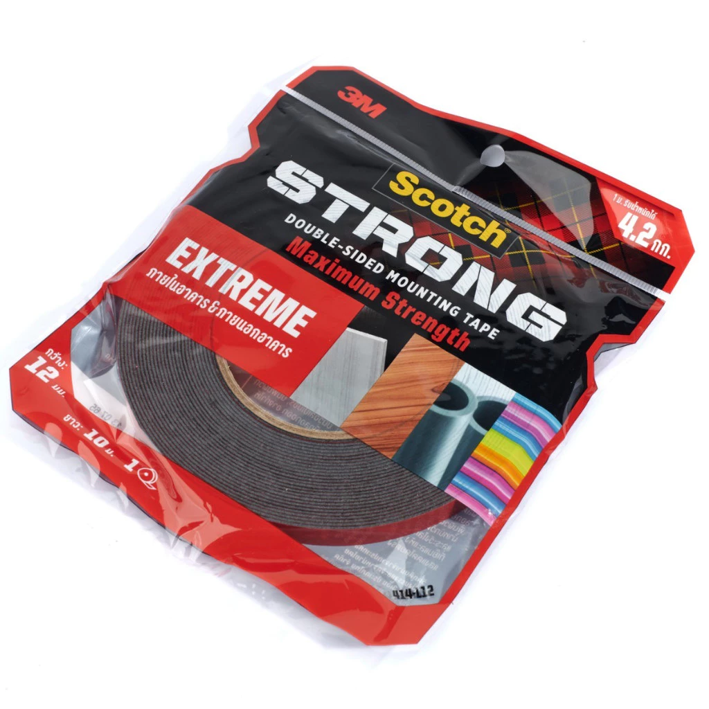 3M Scotch Extreme Tape เทปกาว 2 หน้า แรงยึดติดสูง หน้ากว้าง 12 มม. X 10 ม. หนา 1.14 มม. ติดได้ทั้งภายในและภายนอกอาคาร