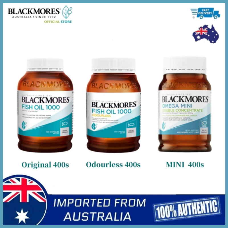 แบล็คมอร์ส Blackmores Omega3 Fish Oil 1000mg Odourless Omega Mini 400s แบล็คมอร์ โอเมก้า3 น้ำมันปลา
