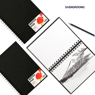 Saengroong สมุดวาดภาพพกพา Sketch book ปกPVCแข็งแรง มีแผ่นรอง / เล่ม