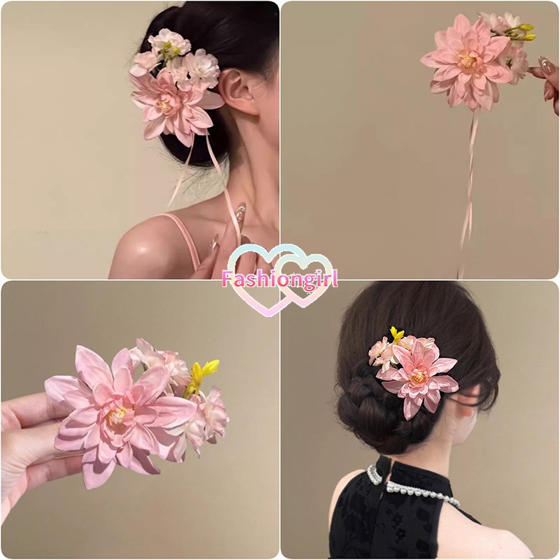 🌺Fashion girl🌺สีชมพู กิ๊บดอกไม้ สไตล์เกาหลี เครื่องประดับผมแฟชั่น ดอกไม้สามมิติ แฟชั่นสําหรับผู้หญิง สําหรับผู้หญิง