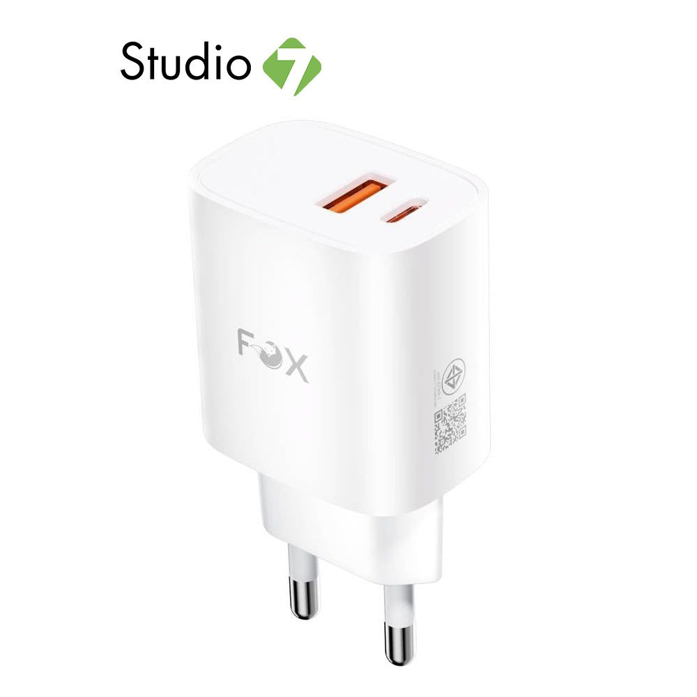 อะแดปเตอร์ FOX Wall USB Charger 1 USB-A (QC3.0) / 1 USB-C (PD20W) White (AP28) by Studio7