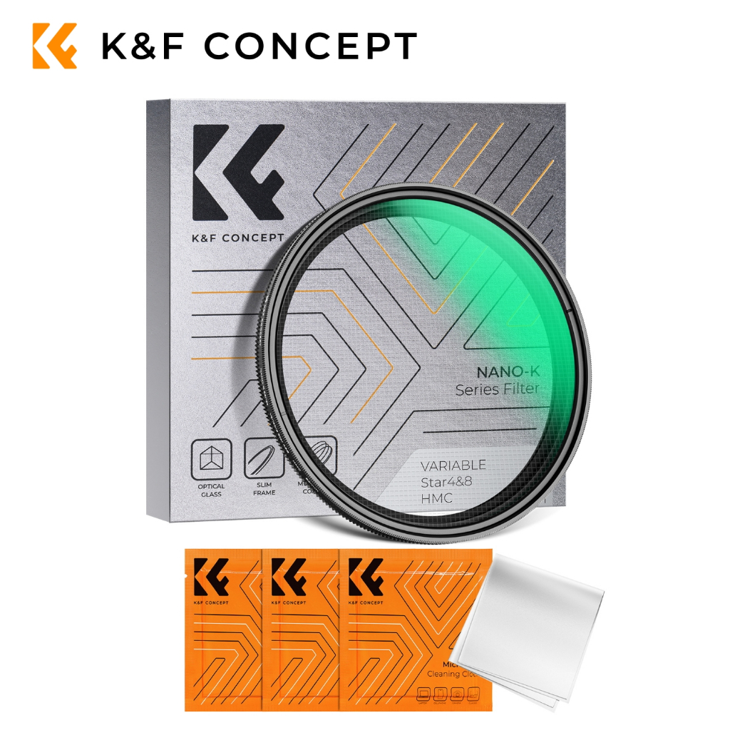 K&F CONCEPT 82mm Special Effects Filter Camera Brushed Filter 82mm Adjustable Starlight Filter