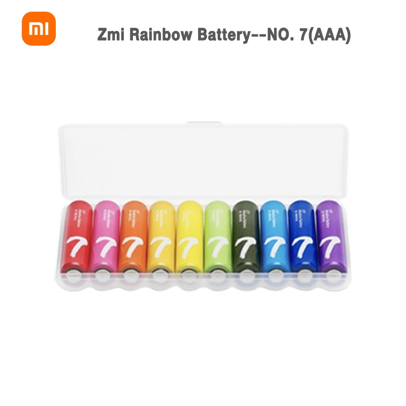 Xiaomi Zmi ถ่านAA ถ่านAAA ถ่านอัลคาไลน์ 1.5V 10 ก้อน ถ่านไฟฉาย ถ่านอัลคาไลน์ พร้อมกล่องใส่ถ่าน Rainbow Battery แบตเตอรี่