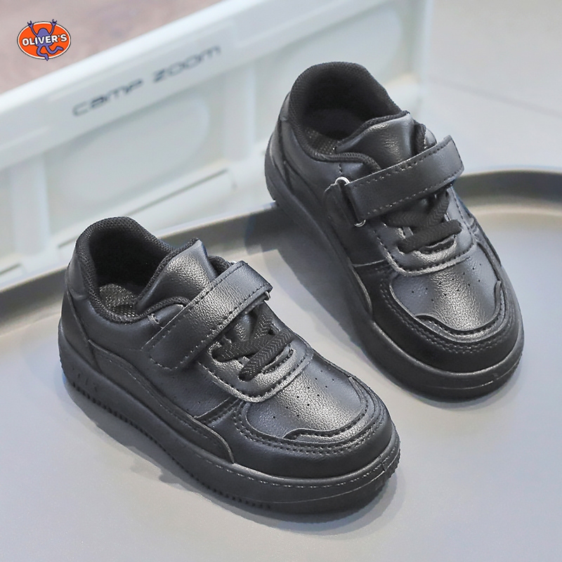 รองเท้ากีฬาสำหรับ เด็ก องเท้าผ้าใบลําลอง พื้นนิ่ม กันลื่น สีขาว/สีดำ ระบายอากาศได้ เหมาะกับใส่เดินกลางแจ้ง เด็กชาย/หญิง