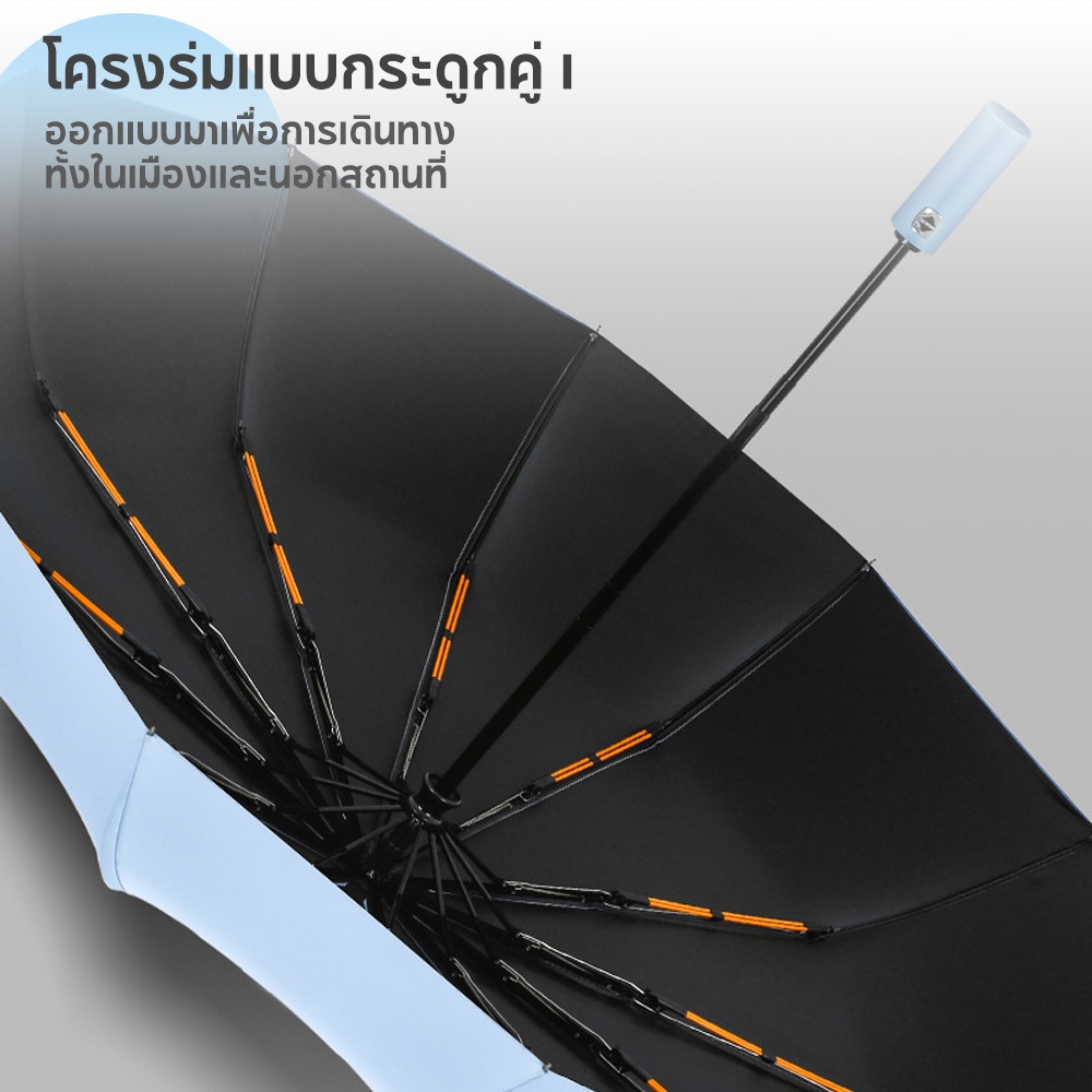 ร่ม ร่มอัตโนมัติ สีพื้น กันฝนกันแดดกันUV พกพาสะดวกน้ำหนักเบา ระบบเปิด-ปิดออโต้ เลือกได้ 9 สีเส้นผ่าศูนย์กลาง 105ซม ราคา ถูกที่สุด ดีลบีเคเค แกลเลอรีภาพที่ 3