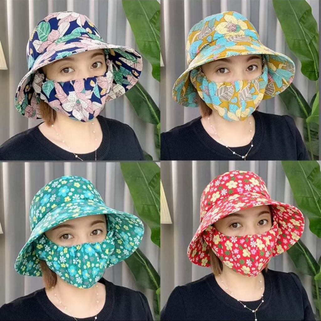 หมวกเก็บชาปีกกว้าง พร้อมหน้ากากถอดได้ กันแดด กันฝุ่น ระบายอากาศได้ดี ใส่สบายไม่อบร้อน – โปรปัง