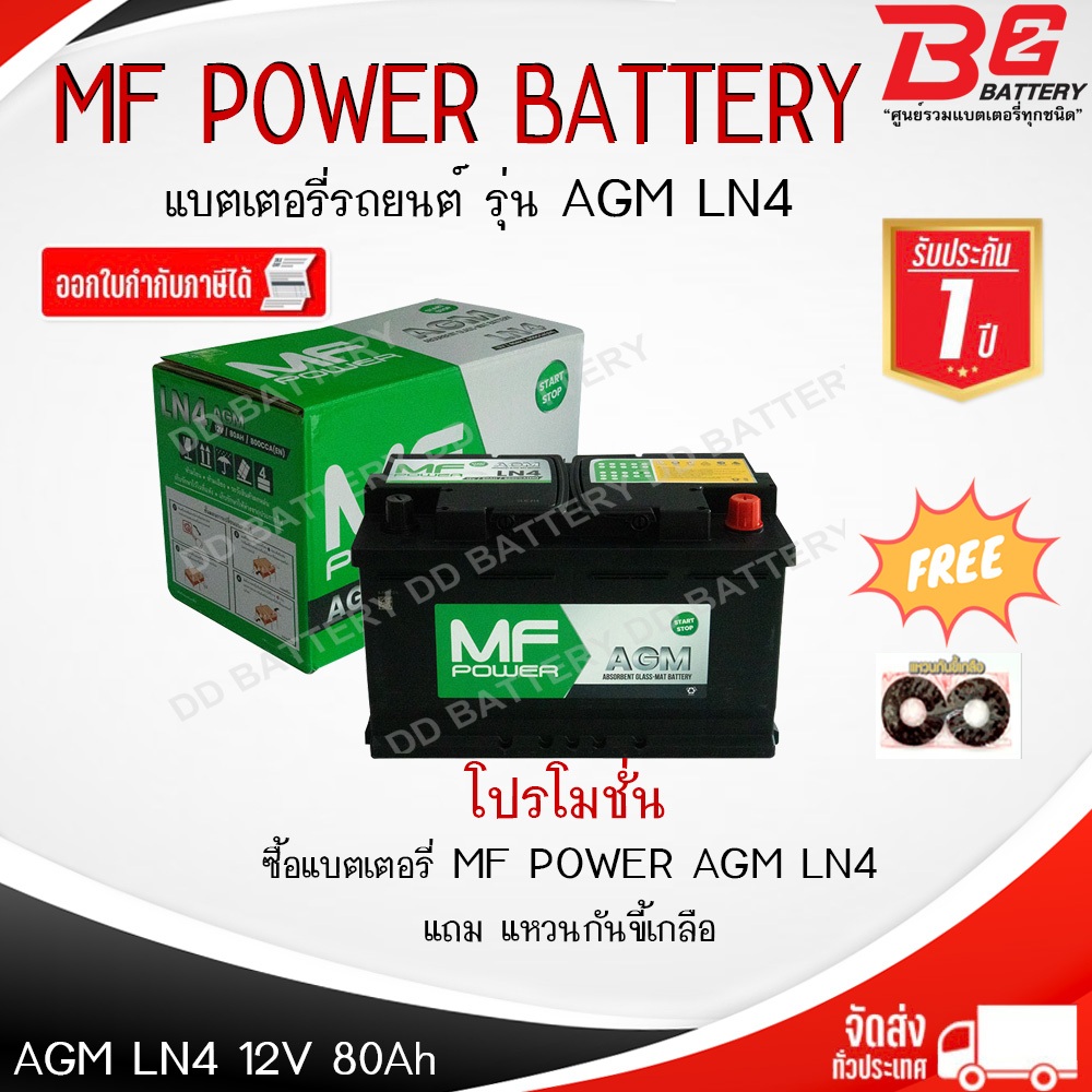 แบตรถยนต์ แบบแห้งพร้อมใช้ ชนิด AGM For HYUNDAI STRARIA ตรงรุ่นไม่ต้องแปลง MF POWER AGM LN4R 12V 80Ah