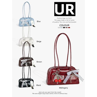 UR BAG กระเป๋าหนังพียู กระเป๋าถือ ทรง stan oil สายจิ๋ว