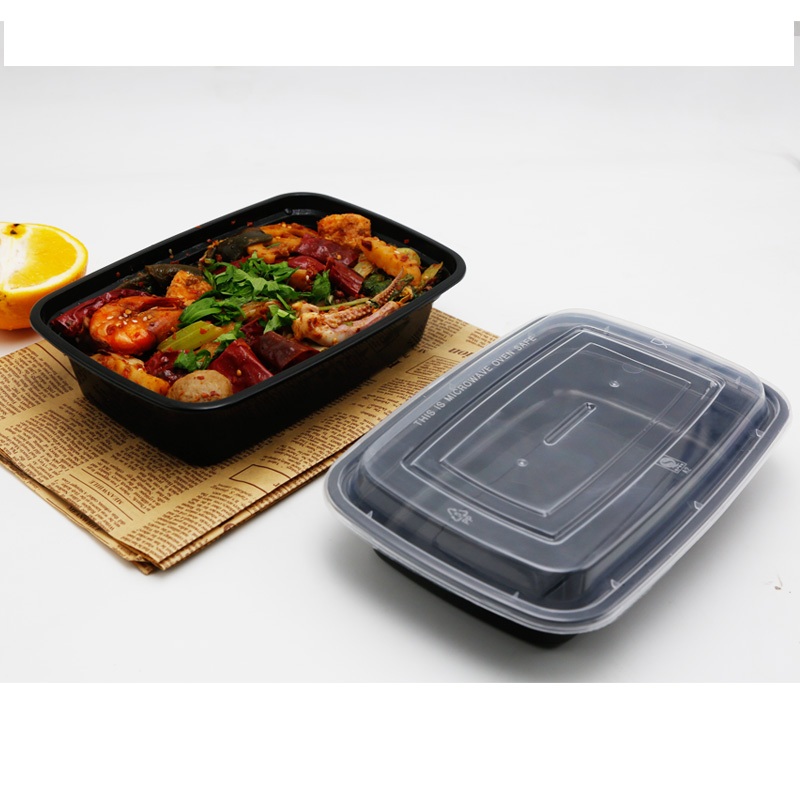 (ยกลัง) กล่องใส่อาหาร ขนาด 1250ML / 1500ML (1ลังบรรจุ150ชุด)  กล่องใส่อาหารพลาสติก กล่องใส่ข้าว กล่องมีลวดลาย สีดำ - รูปที่ 3