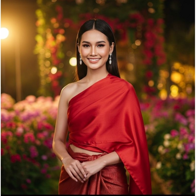 สไบผ้าผ้าเครปเงางามผืนเดียวราคาส่ง ยาว 3 เมตร สำหรับสวมใส่ชุดไทยประจำชาติ แต่งงาน เพื่อนเจ้าสาว ไปวัด ไปเทศกาลต่างๆ