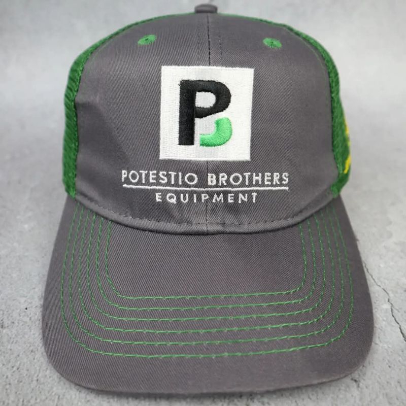 หมวกแบรนด์สองสีหลังตาข่าย Potestio Brothers Tag John Deere