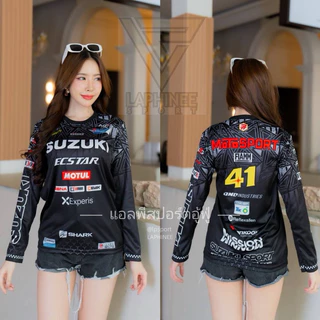 เสื้อยืดแขนยาวลาย SUZUKI 🛵 ชนิดผ้าไมโครสปอร์ต ใส่ได้ทั้งผู้หญิงและผู้ชาย
