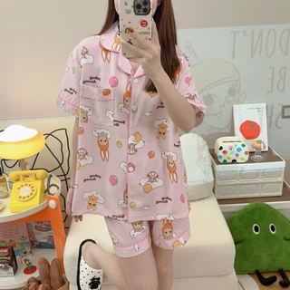 SS#ชุดนอนผ้าฝ้ายญี่ปุ่น.เนื้อผ้าบางเบาใส่สบาย.ลายการ์ตูน.น่ารัก #SSญี่ปุ่น