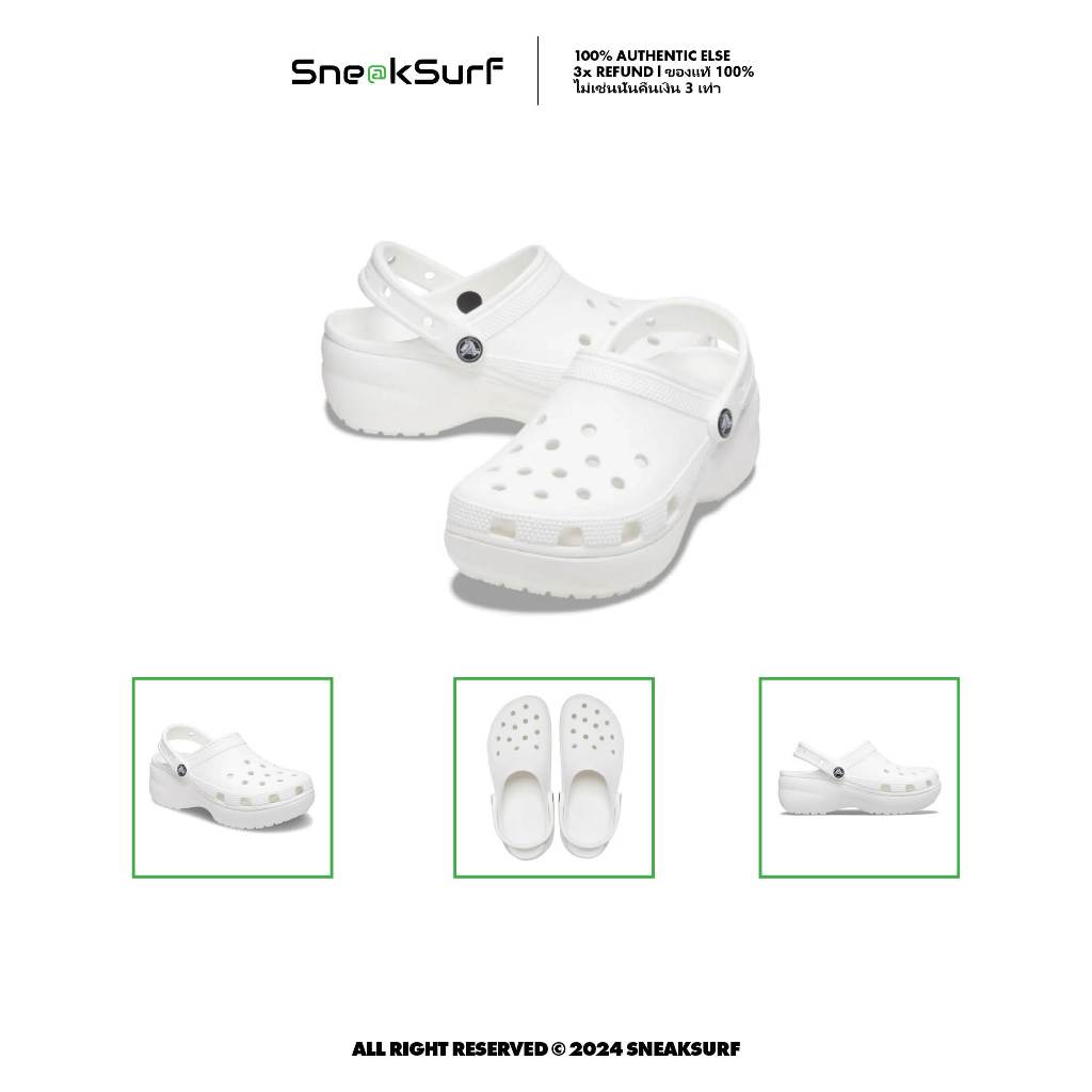 CROCS Classic Platform Clog White 206750-100 รองเท้าคลาสสิกลำลองผู้หญิง ของแท้