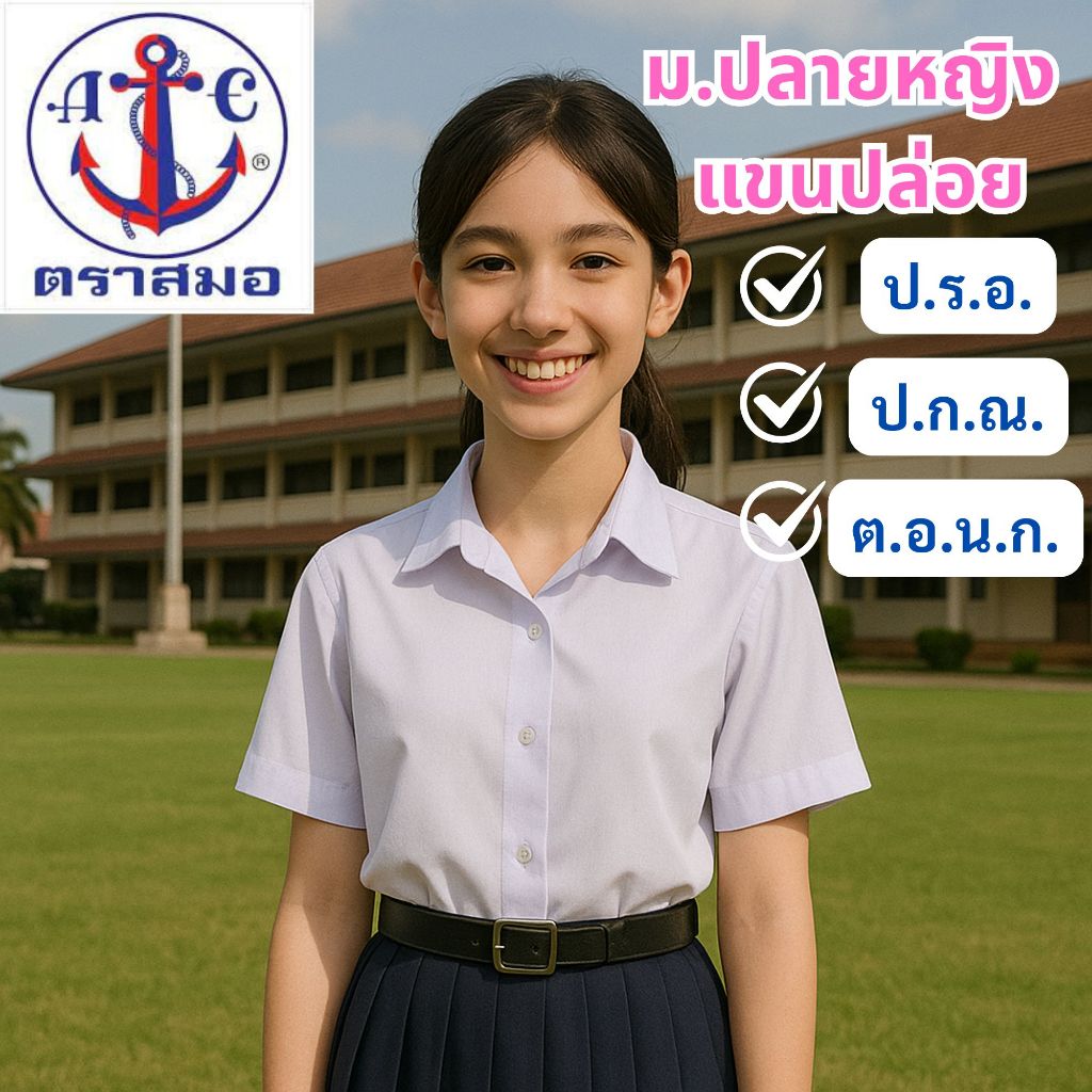 ตราสมอ เสื้อนักเรียน ม.ปลาย หญิง แขนจีบ แขนปล่อย ออกบิลเบิกได้