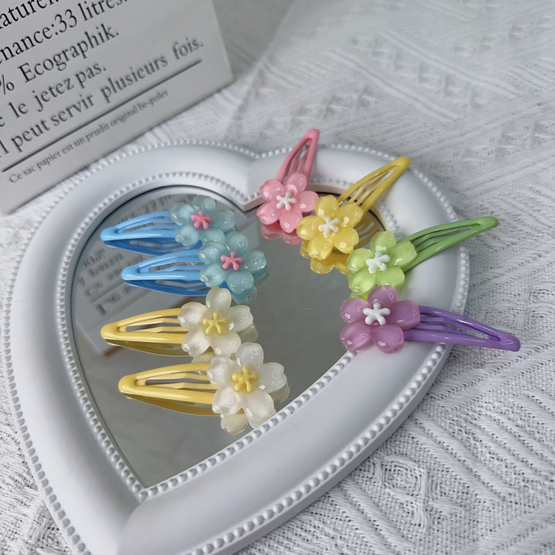 กิ๊บติดผมน่ารักหน้าร้อน กิ๊บติดผมลายดอกไม้หวาน คลิปด้านข้าง คลิปเรียบง่ายไม่มีรอย คลิปปากเป็ดแบบไทย