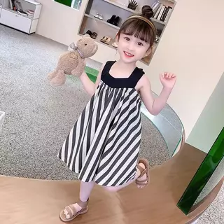 Hania Kids พร้อมส่ง ชุดเด็กผู้หญิง พร้อมส่ง ชุดเดรสกระโปรง ลายทาง ลายจุดน่ารัก - K3124501