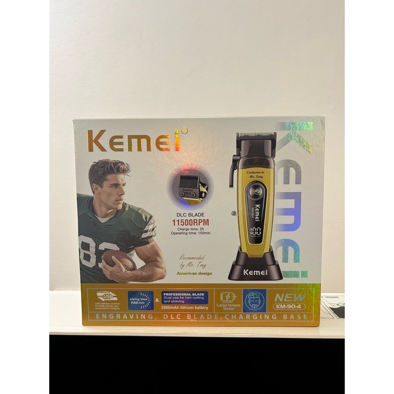 ปัตตาเลี่ยน kemei km90-4 ปัตตาเลี่ยนตัดผม ( มีแบบลับคม )ไร้สาย เสียงเงียบ มาพร้อมแท่นชาร์จ 11500 รอบ