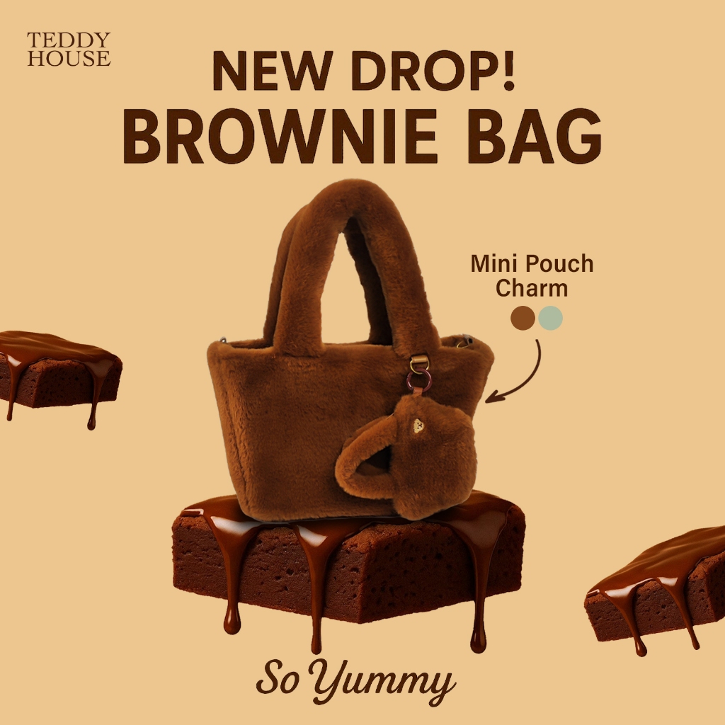 Teddy House : BROWNIE BAG - So Yummy, So You  กระเป๋าบราวนี่ขนนุ่ม กระเป๋า Mini  Pouch Charm ใบเล็ก