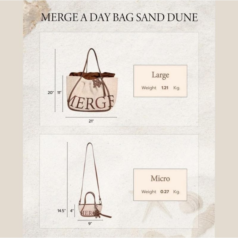 ‼️พร้อมส่ง✨️ใหม่📌รอบกด25/04/25🔥ใช้โค้ดลด20%🔥'Merge A Day Bag' (Large& Micro) in Sand Dune✅️ของแท้💯