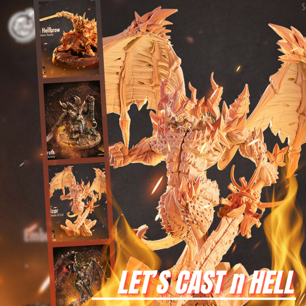 Let's Cast n Hell - โมเดลสำหรับ DnD miniature,[Made to order ส่งพัสดุภายใน 1-3 วัน]